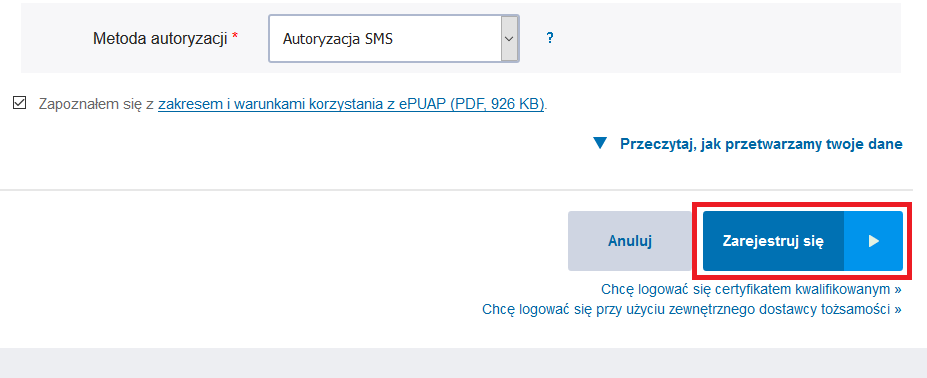rejestracja profilu zaufanego
